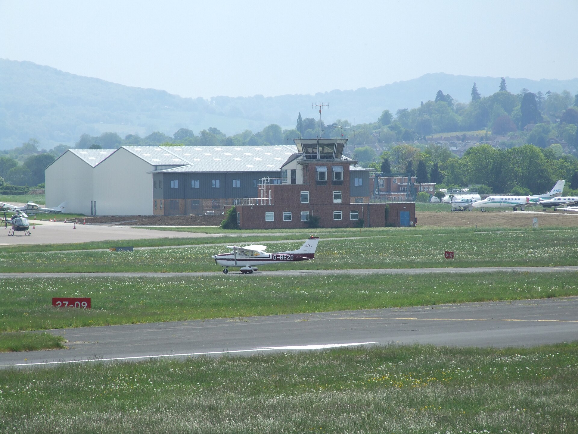Airfield with small aircraft